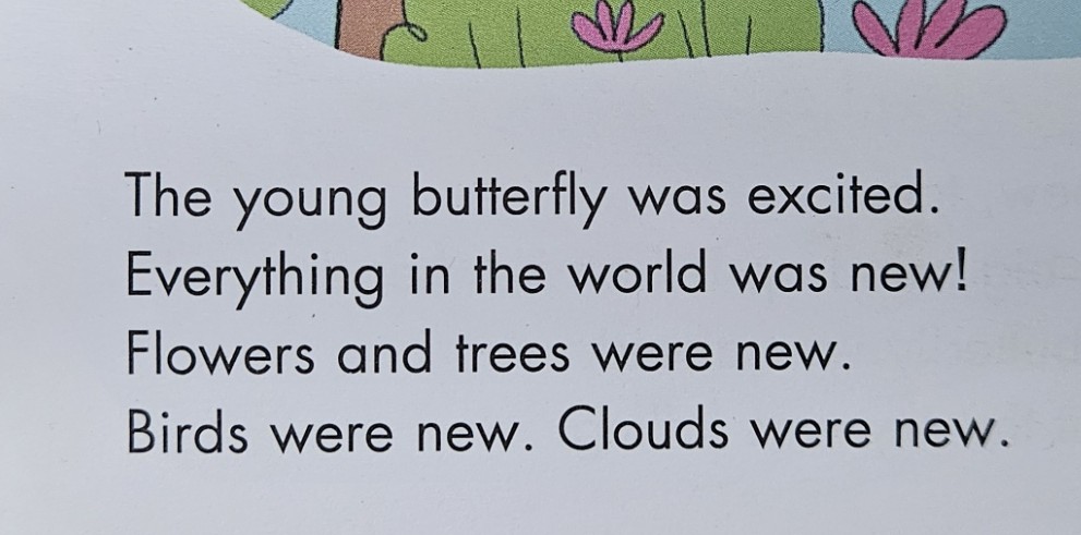 A child's book written in a san-serif font